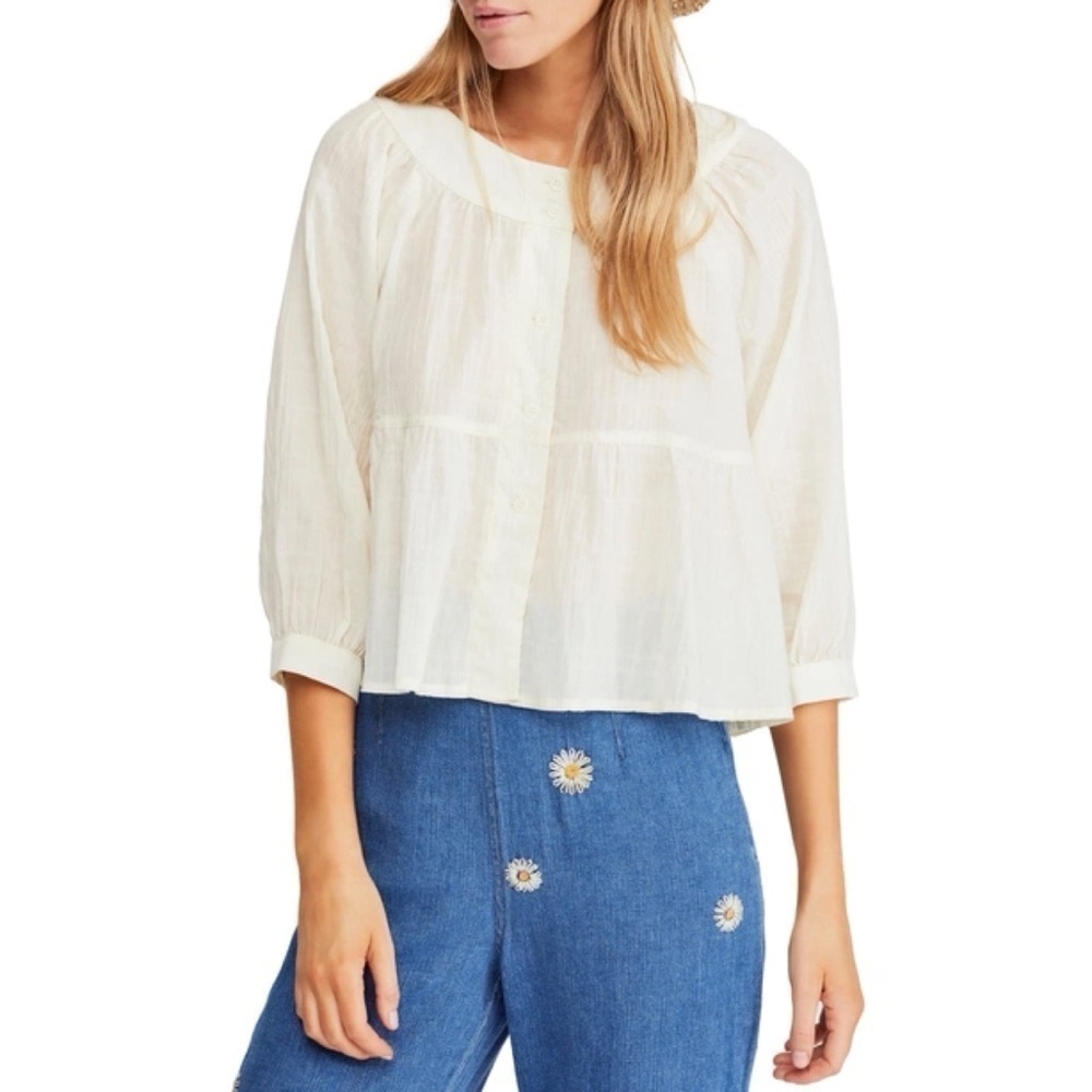 Free People x We The Free Sea To Shore Blouse Ivory - Romantic Cottagecore